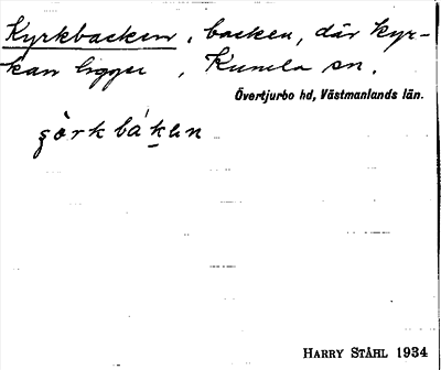 Bild på arkivkortet för arkivposten Kyrkbacken