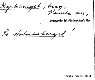 Bild på arkivkortet för arkivposten Kyrkberget, se Holmboberget