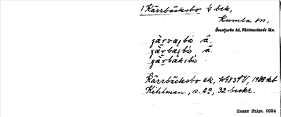 Bild på arkivkortet för arkivposten Kärrbäcksbo