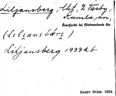 Bild på arkivkortet för arkivposten Liljansberg