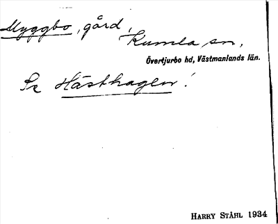 Bild på arkivkortet för arkivposten Myggbo, se Hästhagen