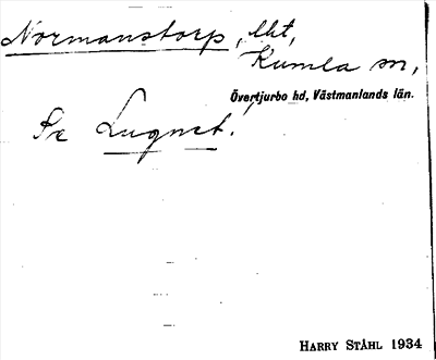 Bild på arkivkortet för arkivposten Normanstorp, se Lugnet