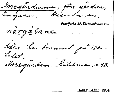 Bild på arkivkortet för arkivposten Norrgårdarna