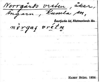Bild på arkivkortet för arkivposten Norrgårds vreten