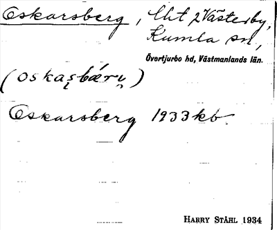 Bild på arkivkortet för arkivposten Oskarsberg