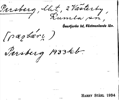 Bild på arkivkortet för arkivposten Persberg