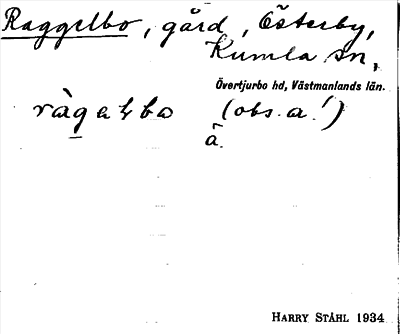 Bild på arkivkortet för arkivposten Raggelbo