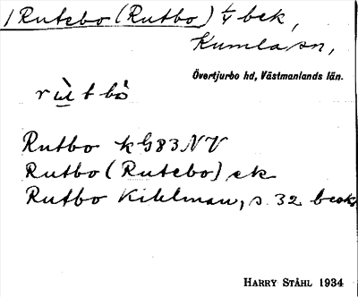 Bild på arkivkortet för arkivposten Rutebo (Rutbo)