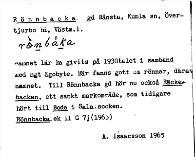 Bild på arkivkortet för arkivposten Rönnbacka