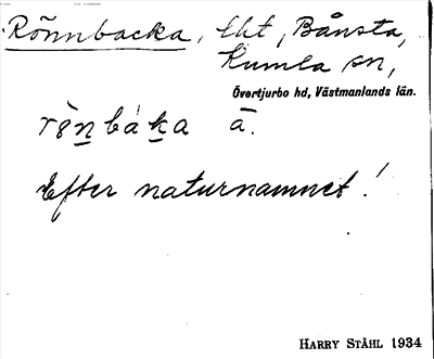 Bild på arkivkortet för arkivposten Rönnbacka