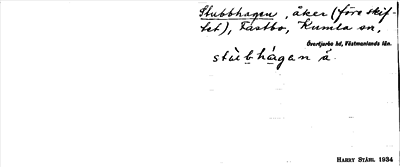 Bild på arkivkortet för arkivposten Stubbhagen