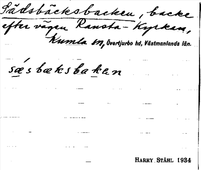 Bild på arkivkortet för arkivposten Sädsbäcksbacken