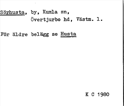 Bild på arkivkortet för arkivposten Sörhusta
