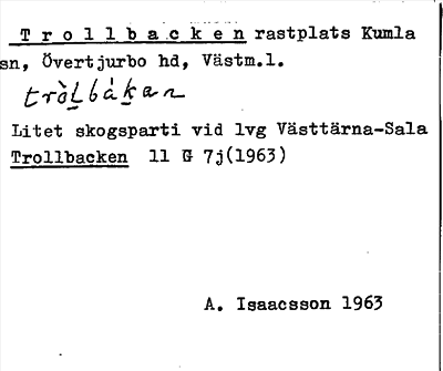 Bild på arkivkortet för arkivposten Trollbacken