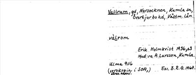 Bild på arkivkortet för arkivposten Vallrum