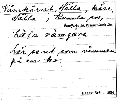 Bild på arkivkortet för arkivposten Våmkärret, Hälla