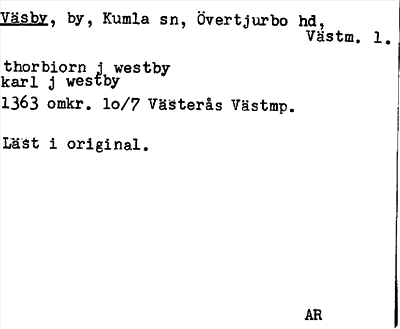 Bild på arkivkortet för arkivposten Väsby