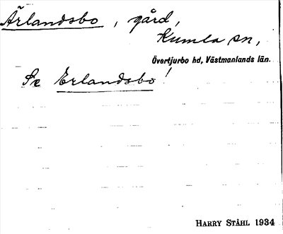 Bild på arkivkortet för arkivposten Ärlandsbo, se Erlandsbo