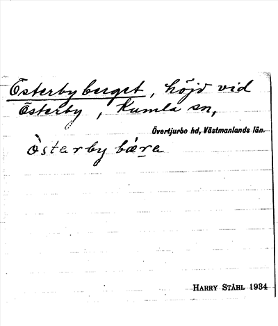 Bild på arkivkortet för arkivposten Österby berget