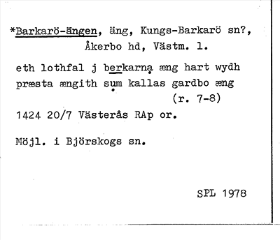Bild på arkivkortet för arkivposten *Barkarö-ängen