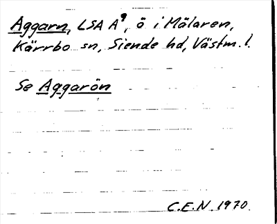Bild på arkivkortet för arkivposten Aggarn, se Aggarön