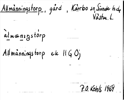Bild på arkivkortet för arkivposten Allmänningstorp
