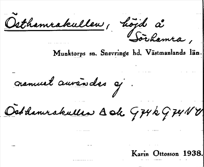Bild på arkivkortet för arkivposten Östhamrakullen