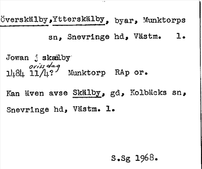 Bild på arkivkortet för arkivposten Överskälby, Ytterskälby