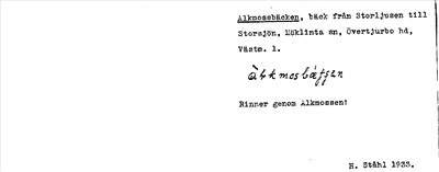 Bild på arkivkortet för arkivposten Alkmossbäcken