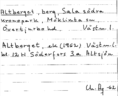 Bild på arkivkortet för arkivposten Altberget
