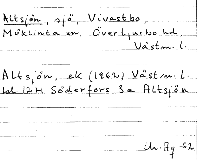 Bild på arkivkortet för arkivposten Altsjön
