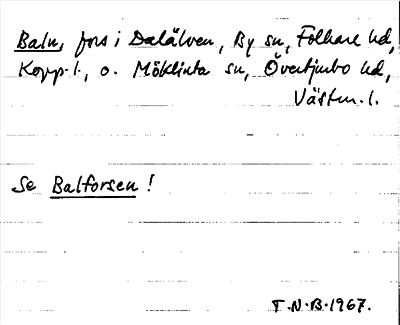 Bild på arkivkortet för arkivposten Baln, se Balforsen