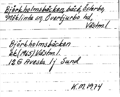 Bild på arkivkortet för arkivposten Björkholmsbäcken
