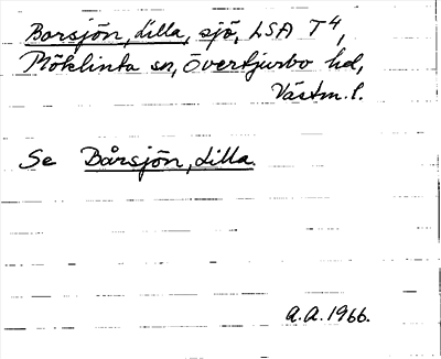 Bild på arkivkortet för arkivposten Borsjön, Lilla, se Bårsjön, Lilla