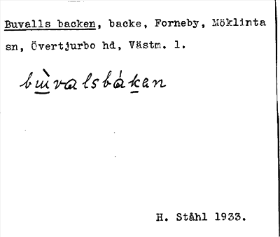 Bild på arkivkortet för arkivposten Buvalls backen