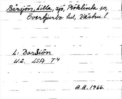 Bild på arkivkortet för arkivposten Bårsjön, Lilla