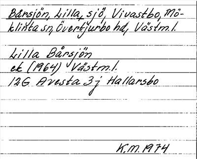 Bild på arkivkortet för arkivposten Bårsjön, Lilla