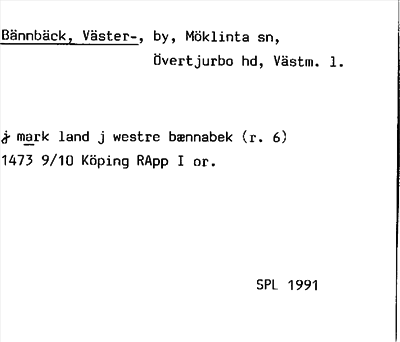 Bild på arkivkortet för arkivposten Bännbäck, Väster-