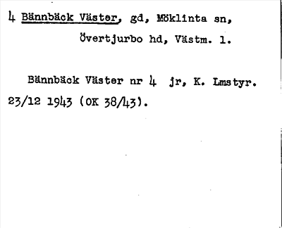 Bild på arkivkortet för arkivposten Bännbäck, Väster