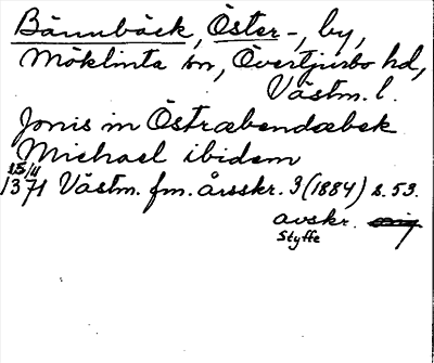 Bild på arkivkortet för arkivposten Bännbäck, Öster-