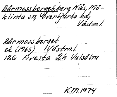 Bild på arkivkortet för arkivposten Bärmossberget