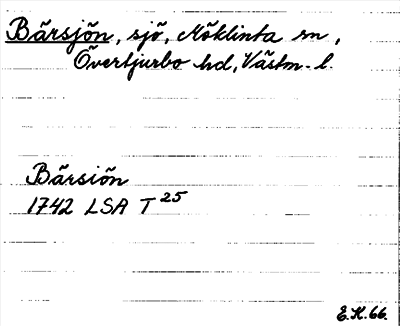 Bild på arkivkortet för arkivposten Bärsjön