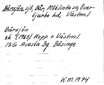 Bild på arkivkortet för arkivposten Bärsjön