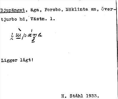 Bild på arkivkortet för arkivposten Djupänget