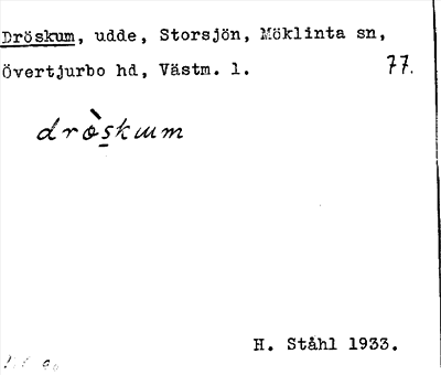 Bild på arkivkortet för arkivposten Dröskum