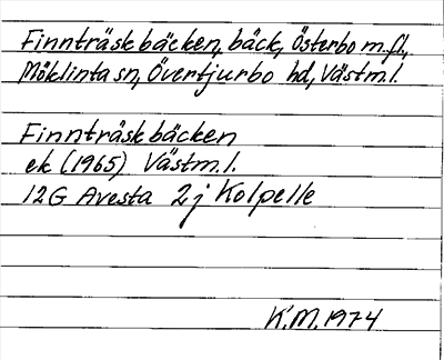 Bild på arkivkortet för arkivposten Finnträskbäcken