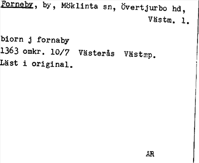 Bild på arkivkortet för arkivposten Forneby