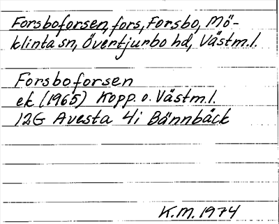Bild på arkivkortet för arkivposten Forsboforsen