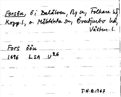 Bild på arkivkortet för arkivposten Forsön