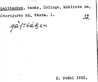 Bild på arkivkortet för arkivposten Galtbacken